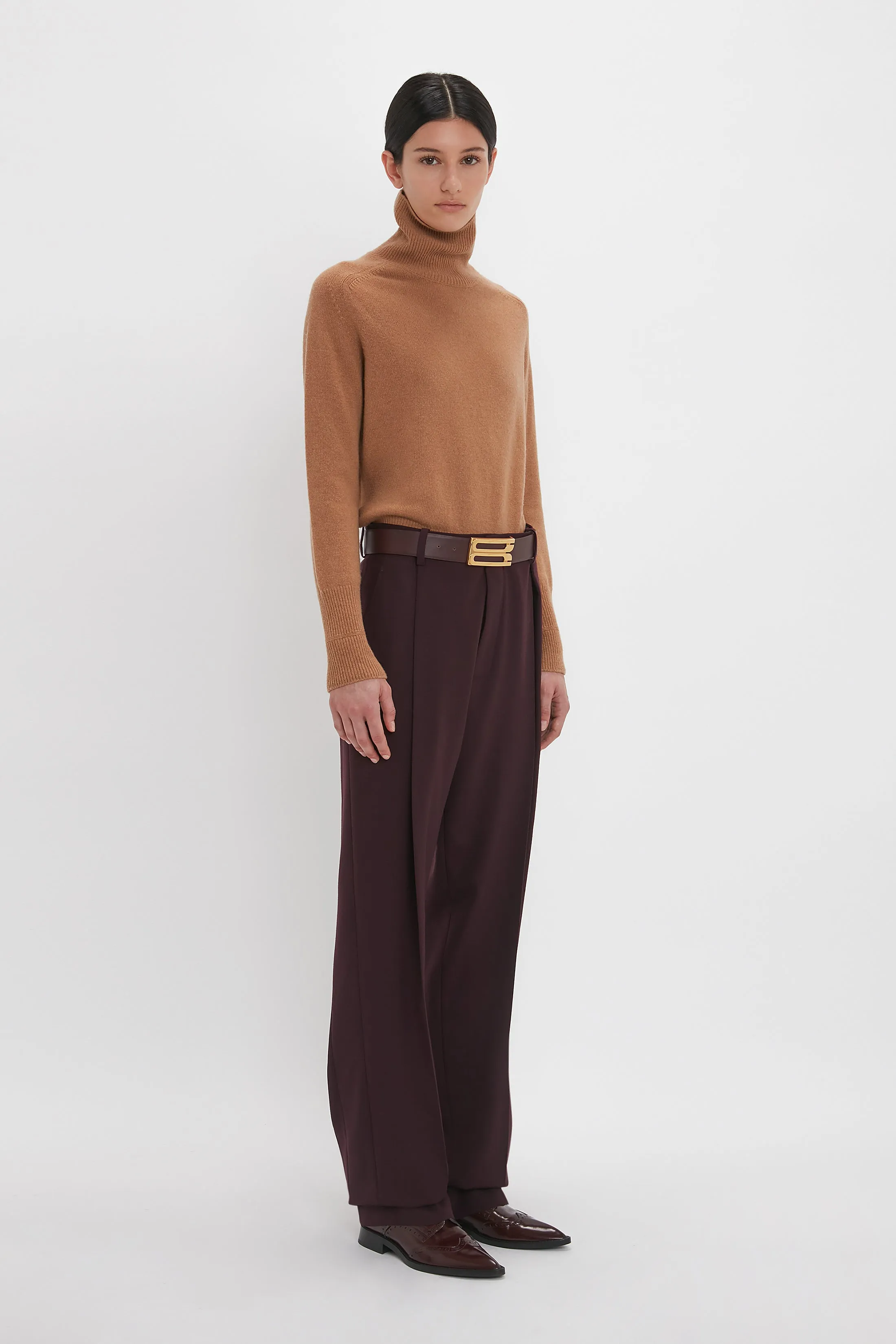 Polo Neck Jumper In Tobacco