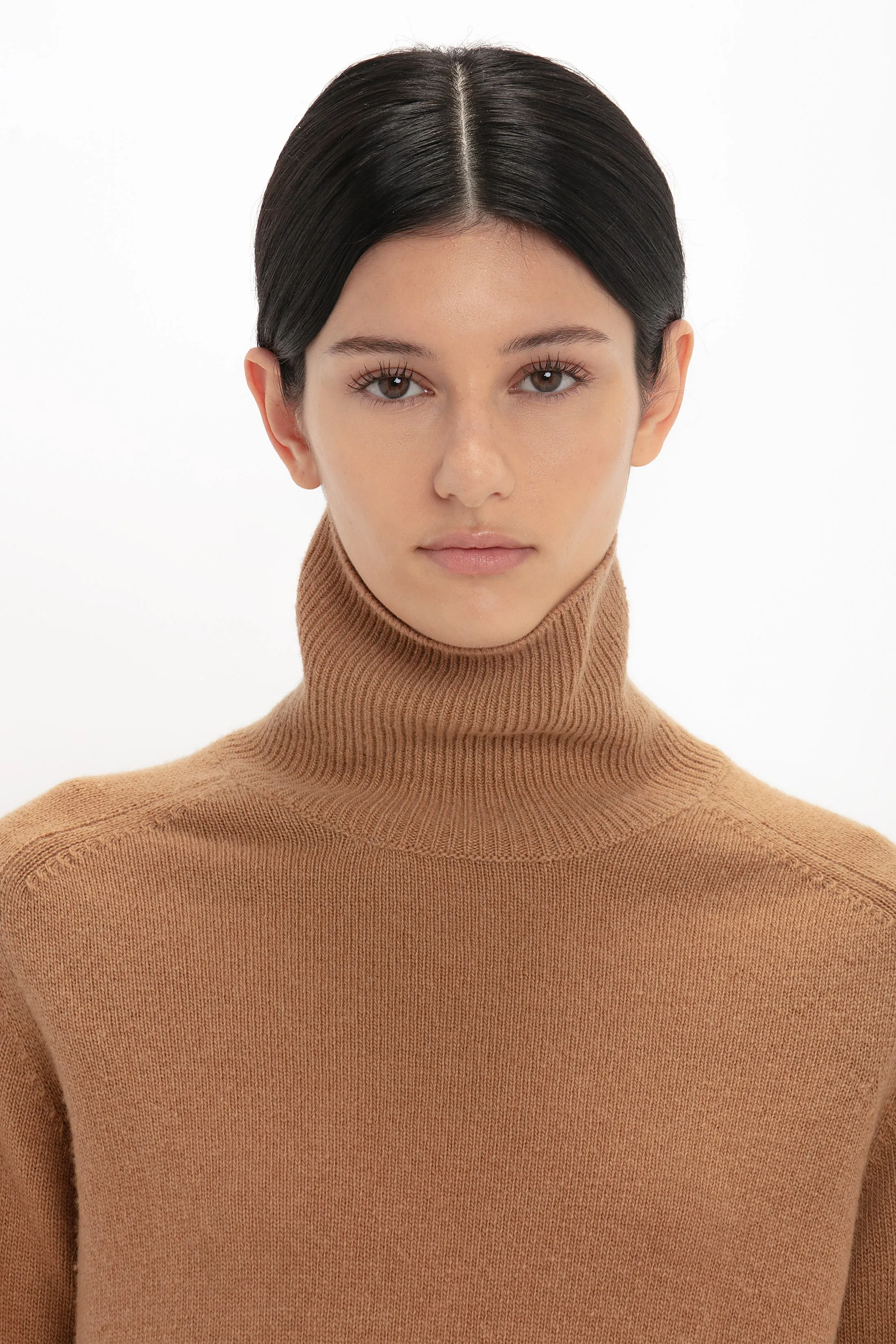 Polo Neck Jumper In Tobacco