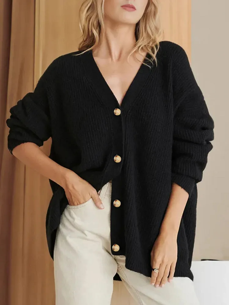 Popular Solid Color Cardigan Sweater Coat For Women