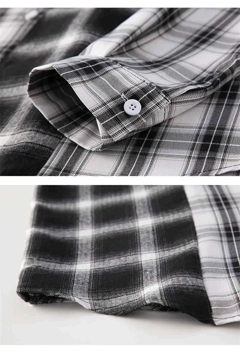 Pre Order:  Black and White Plaid Patchwork Shirt