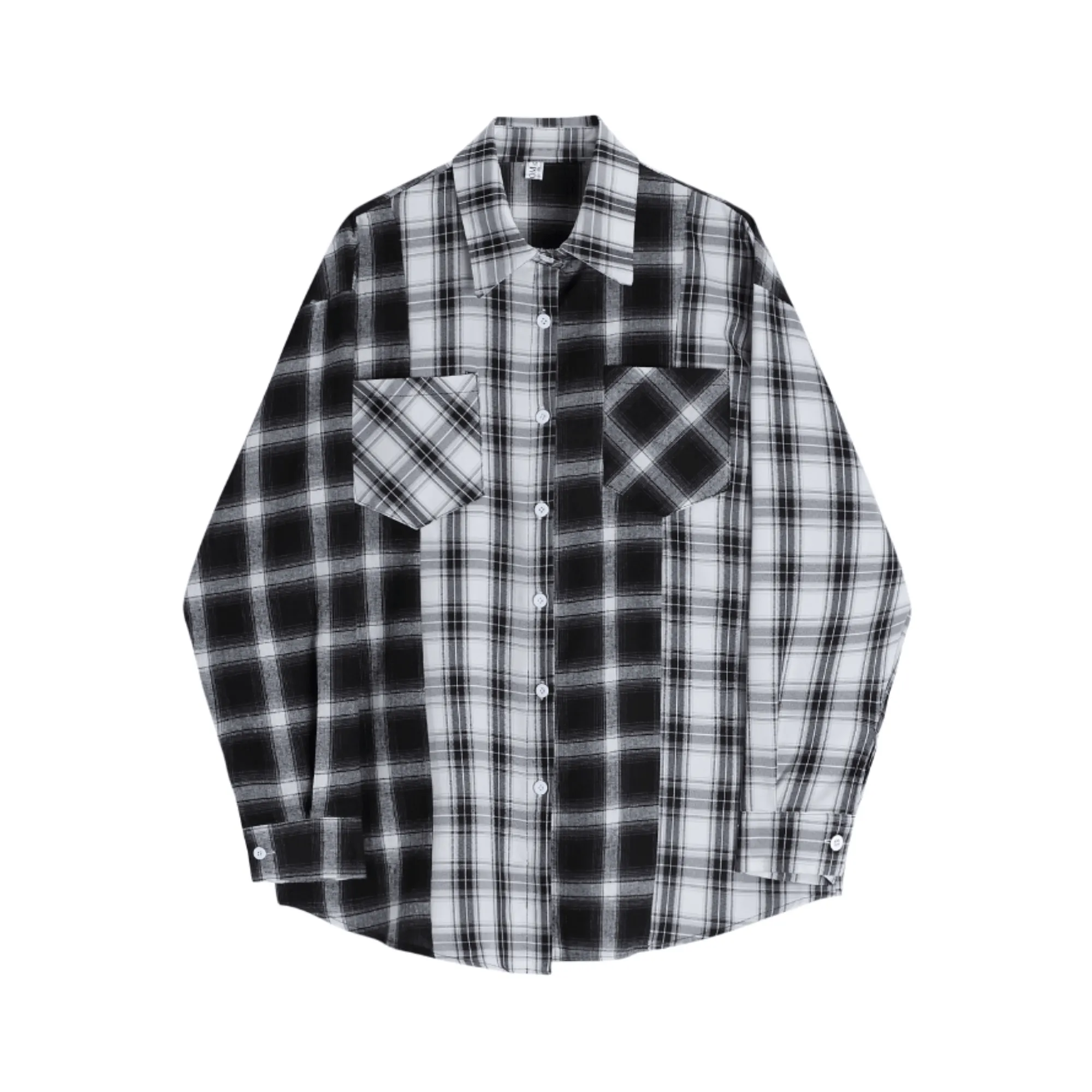 Pre Order:  Black and White Plaid Patchwork Shirt