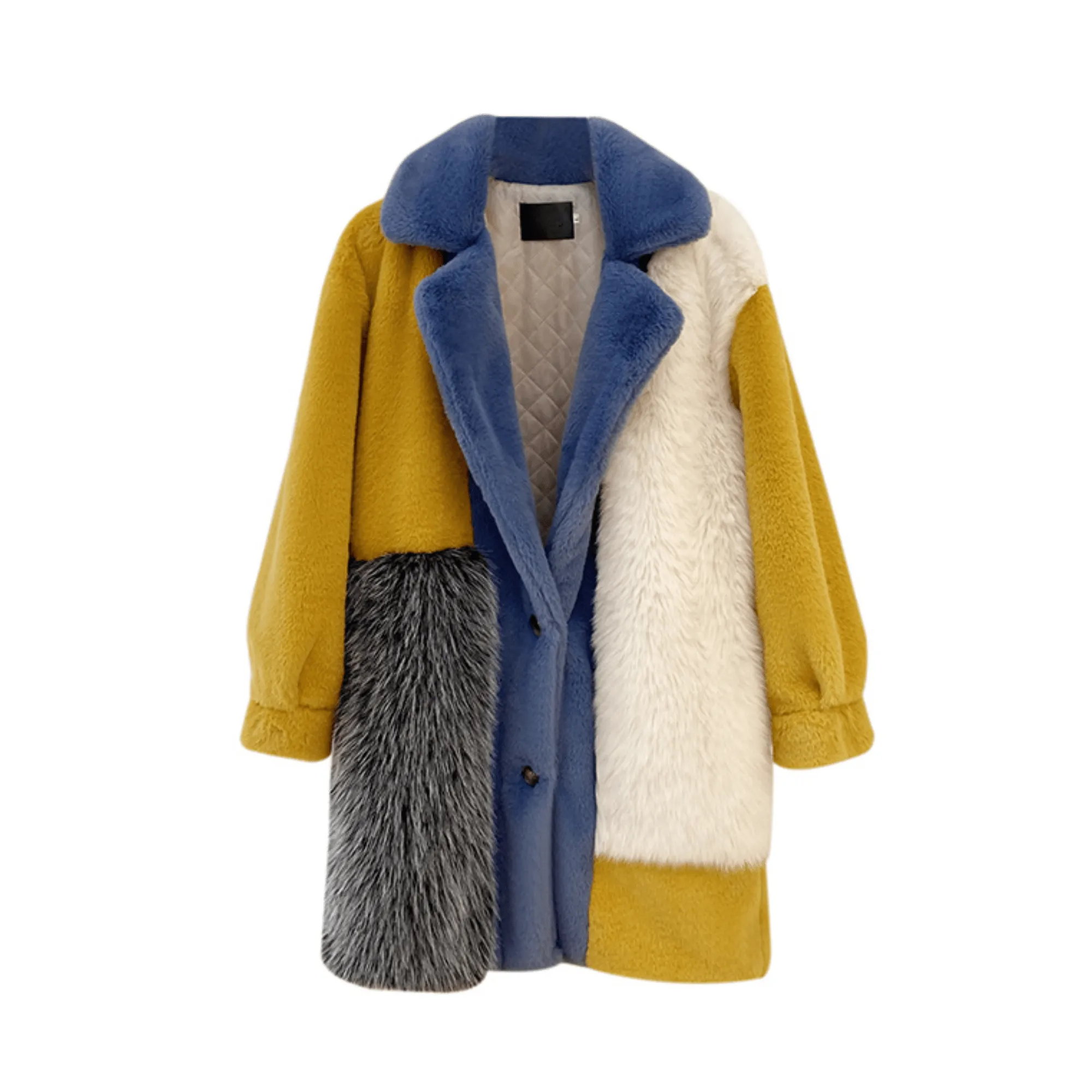 Pre Order:  Warm Patchwork Faux Fur Coat