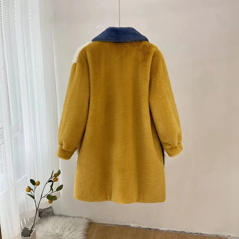 Pre Order:  Warm Patchwork Faux Fur Coat