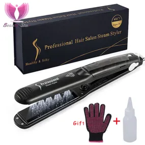 Professional Steam Hair Straightener Ceramic Vapor Hair Flat Iron Seam Hair Straightening Iron Curler Steamer Hair Styling Tool