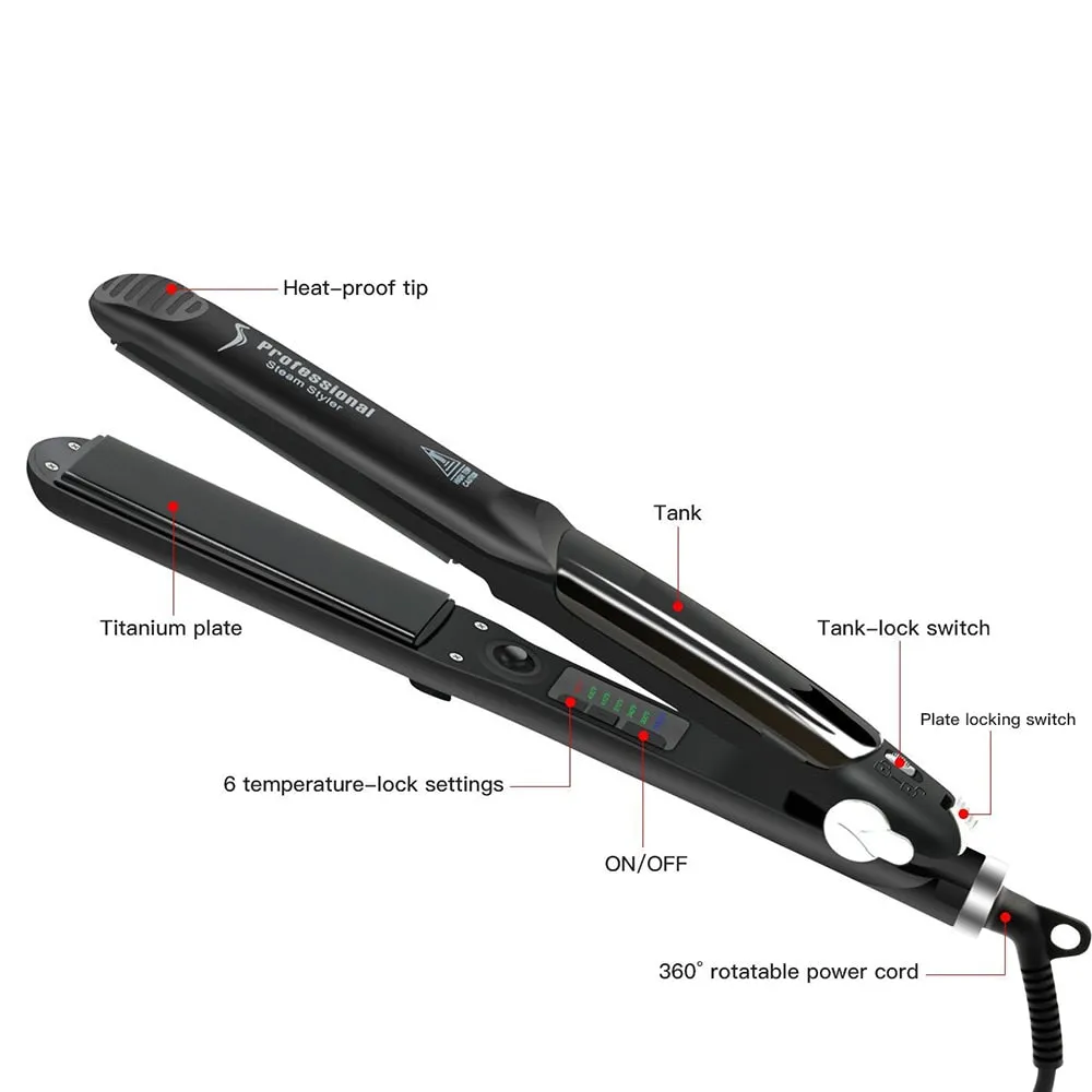 Professional Steam Hair Straightener Ceramic Vapor Hair Flat Iron Seam Hair Straightening Iron Curler Steamer Hair Styling Tool