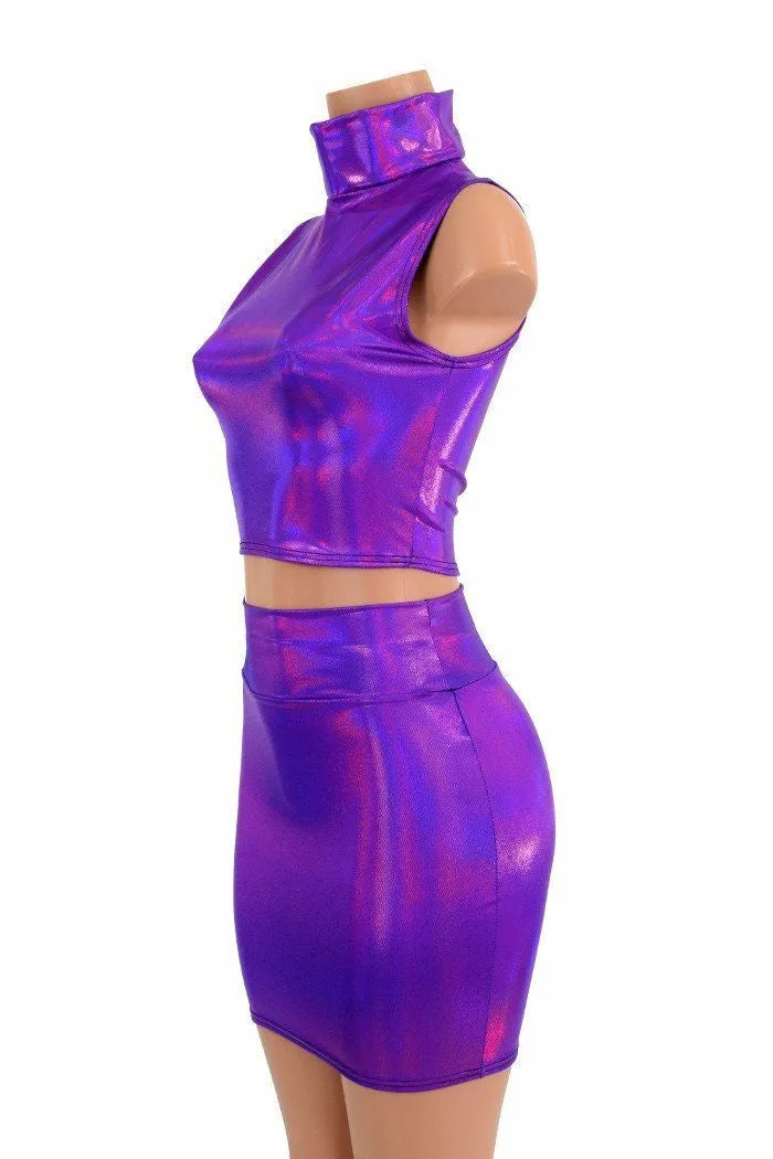 Purple Crop Top & Bodycon Skirt Set