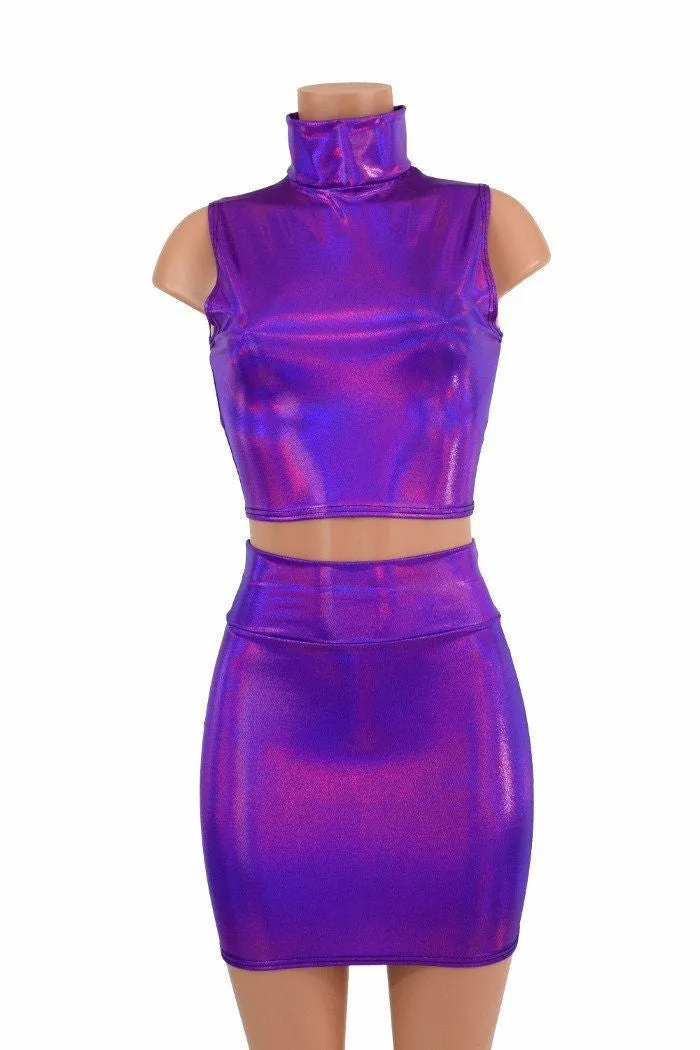 Purple Crop Top & Bodycon Skirt Set