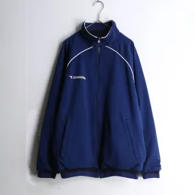 "DIADORA" blue × black reversible track jacket