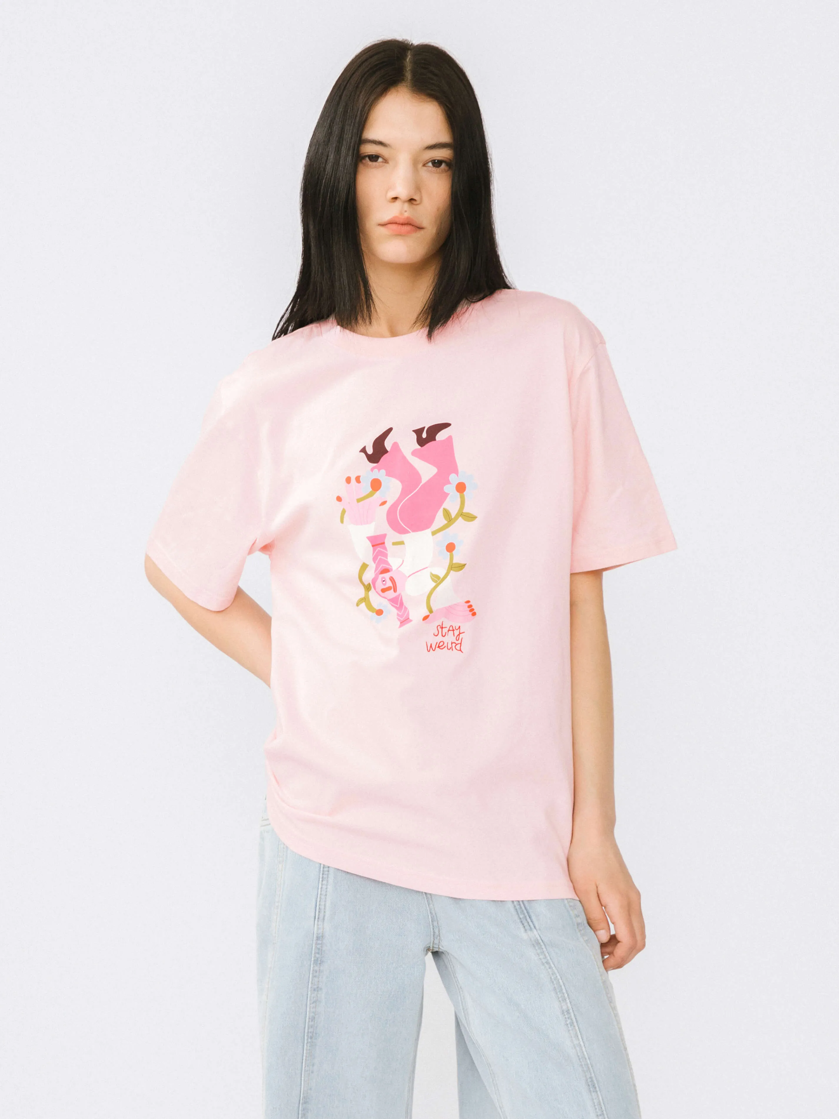 "Stay Weird" Oversized Printed T-Shirt