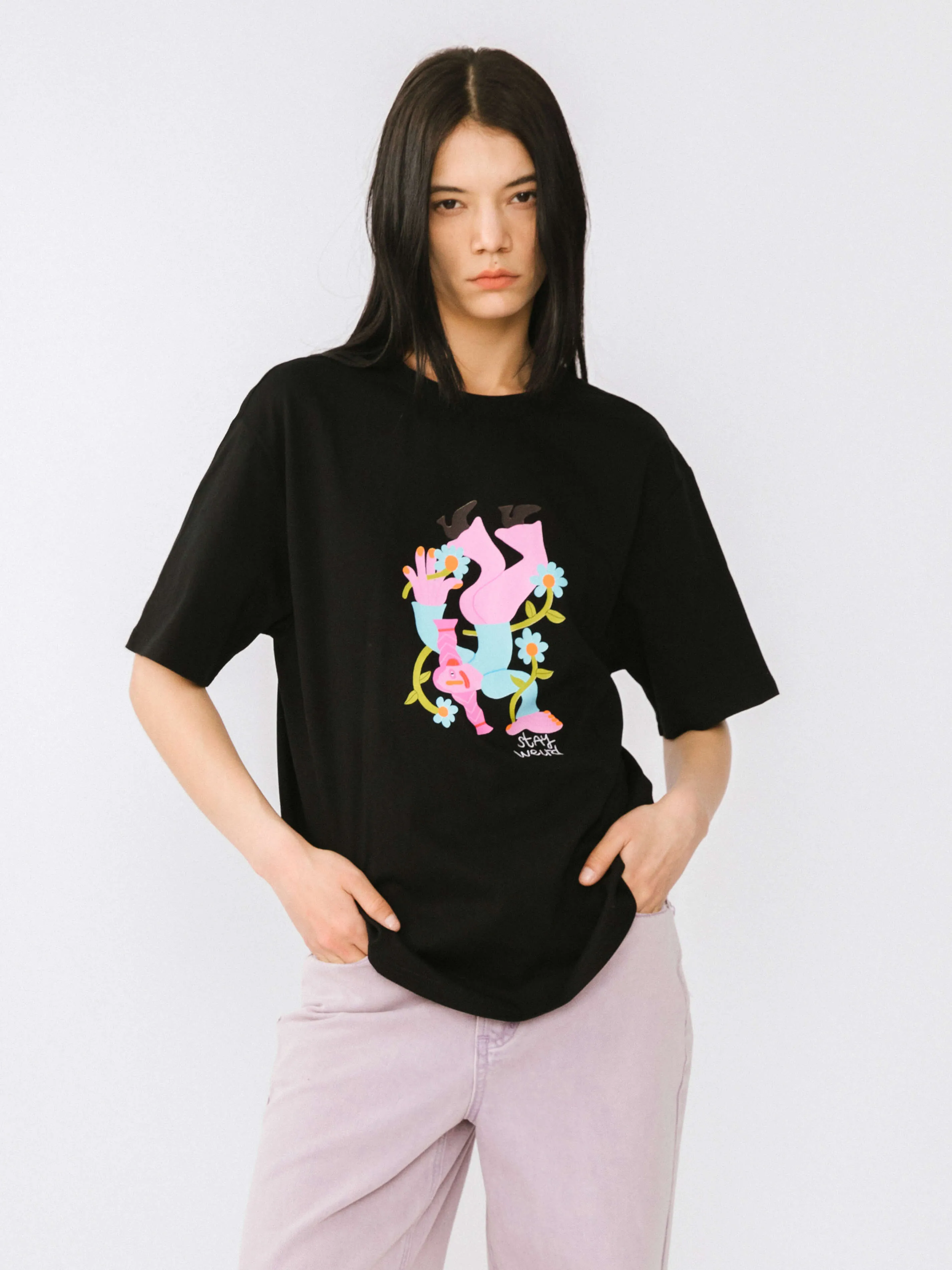 "Stay Weird" Oversized Printed T-Shirt