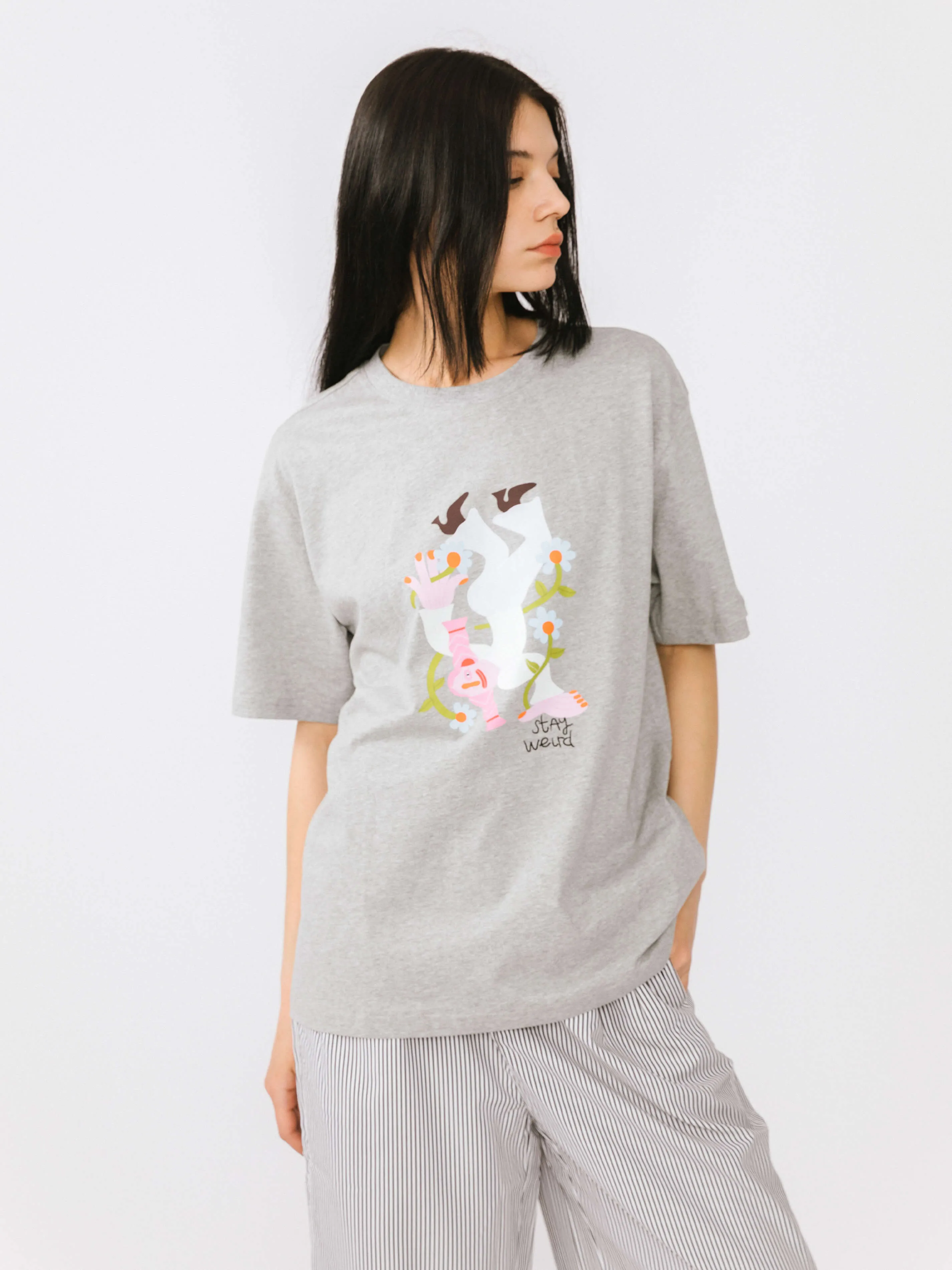 "Stay Weird" Oversized Printed T-Shirt