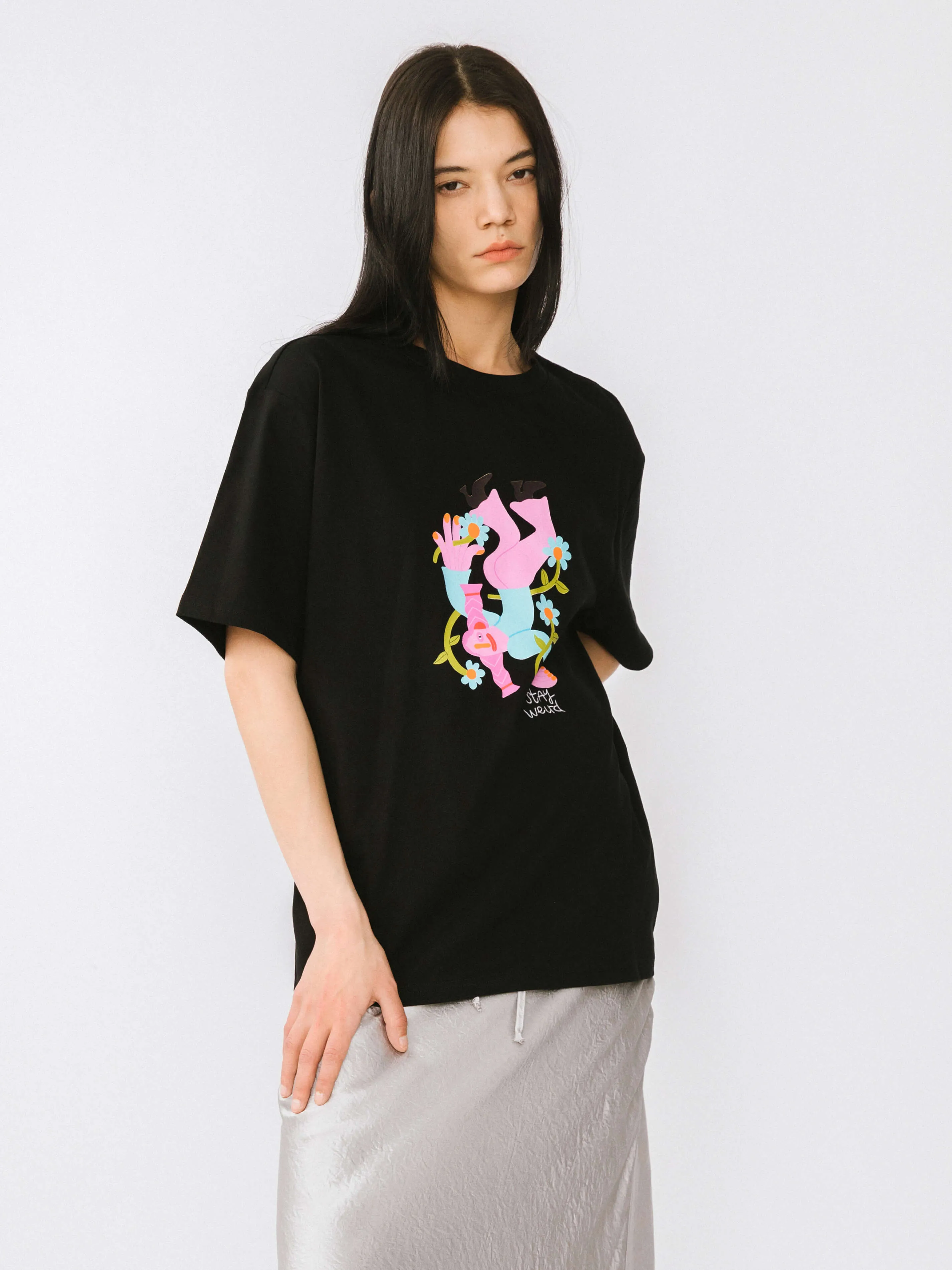 "Stay Weird" Oversized Printed T-Shirt