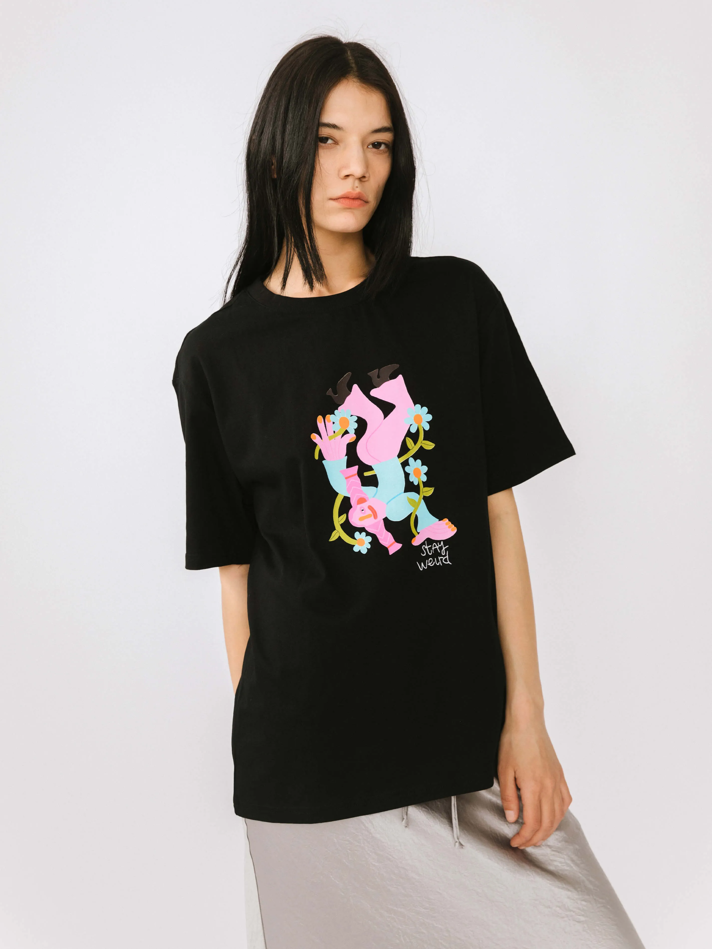 "Stay Weird" Oversized Printed T-Shirt