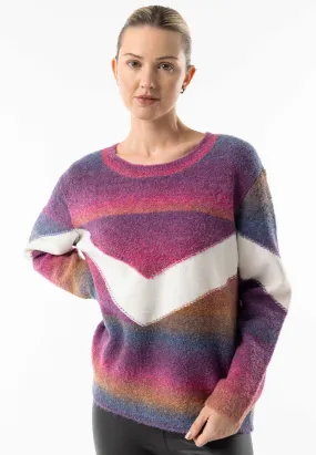 Rainbow Crew Knit Jumper with White Stripe Detail