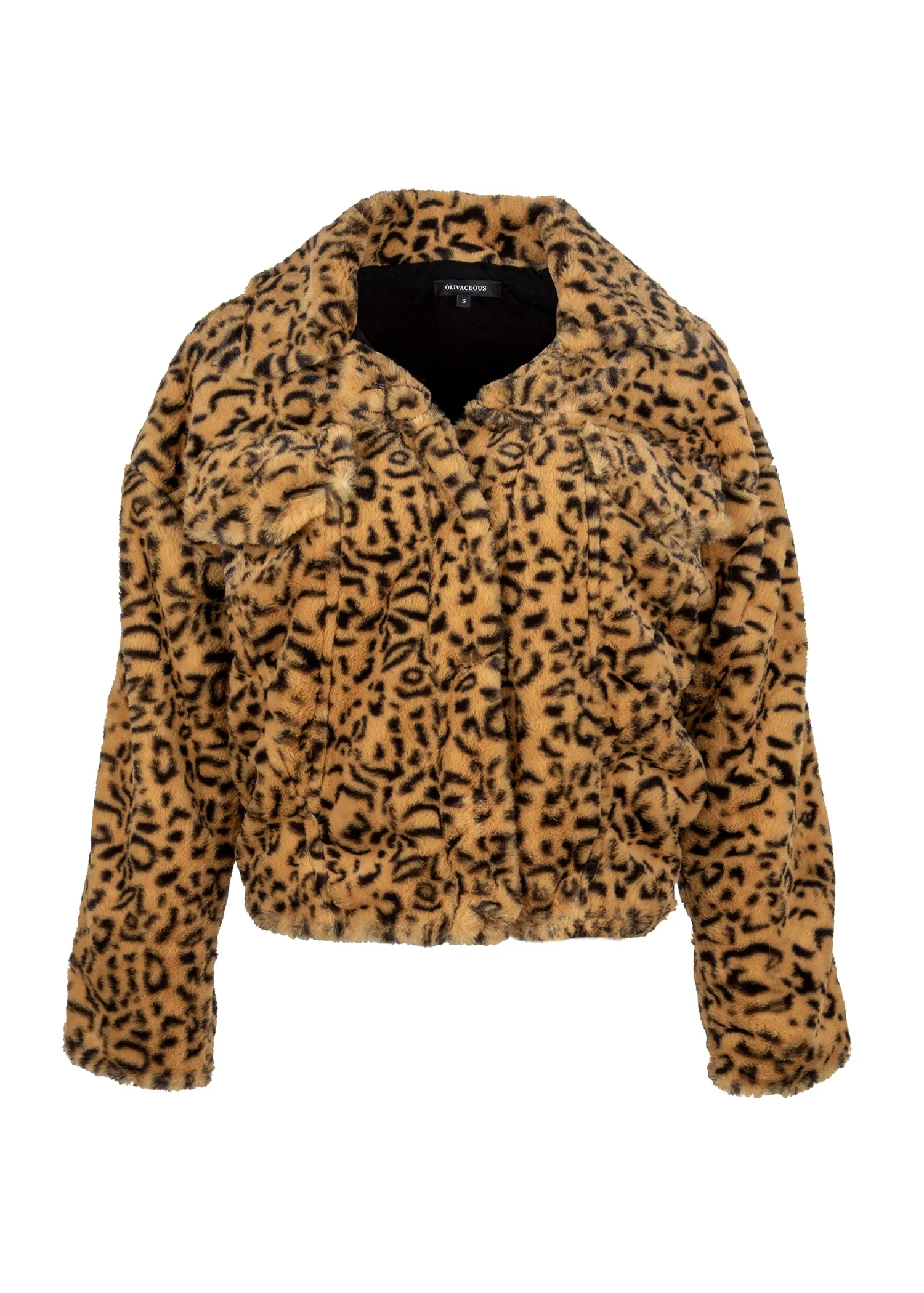 Rapture Yellow Leopard Print Faux Fur Coat Jacket