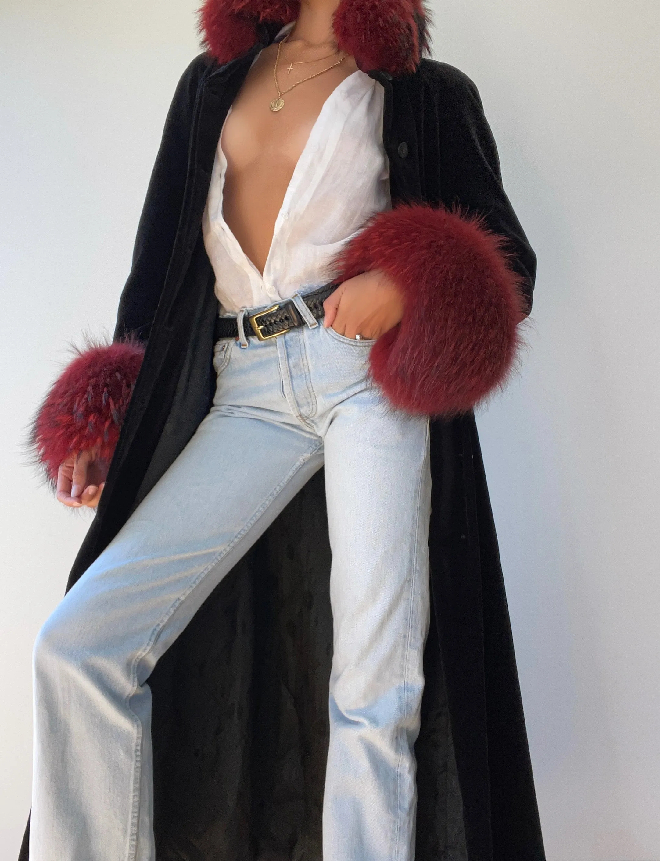 RARE 1990's VERSACE Faux Fur Coat