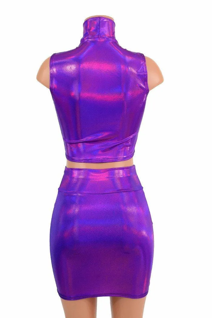 Ready to Ship Purple Crop Top & Bodycon Skirt Set Medium