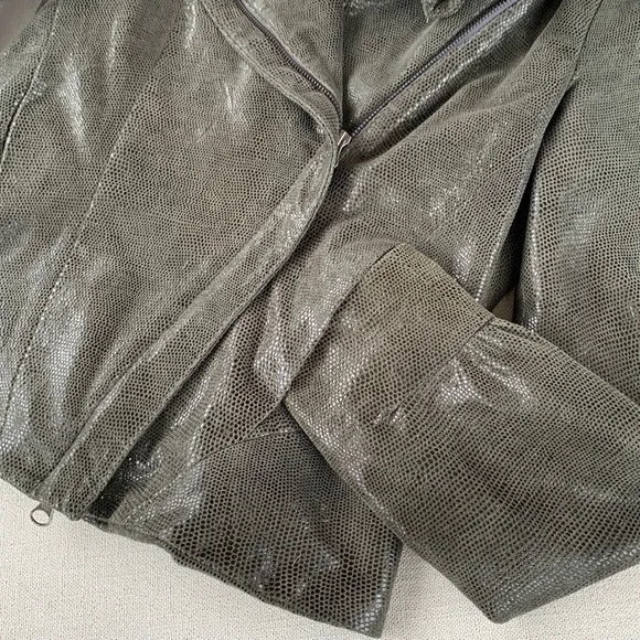 REISS 1971 Leather Asymmetrical Zippered Green Biker Moto Jacket