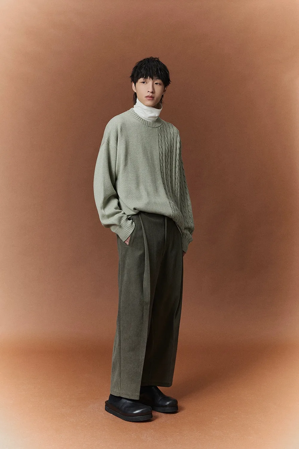 Relaxed Wide-Leg Slightly Stretchy Cropped Pants