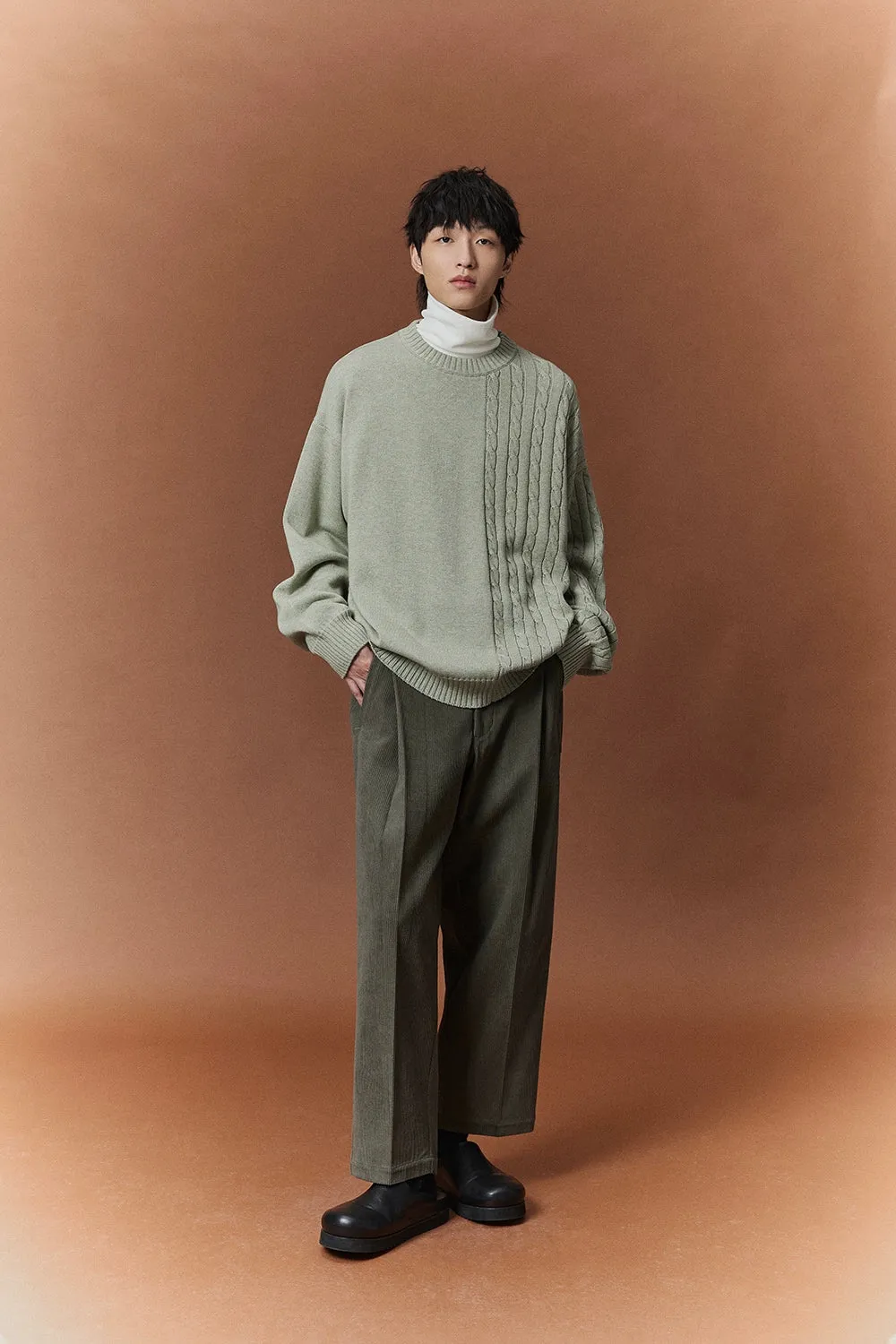 Relaxed Wide-Leg Slightly Stretchy Cropped Pants