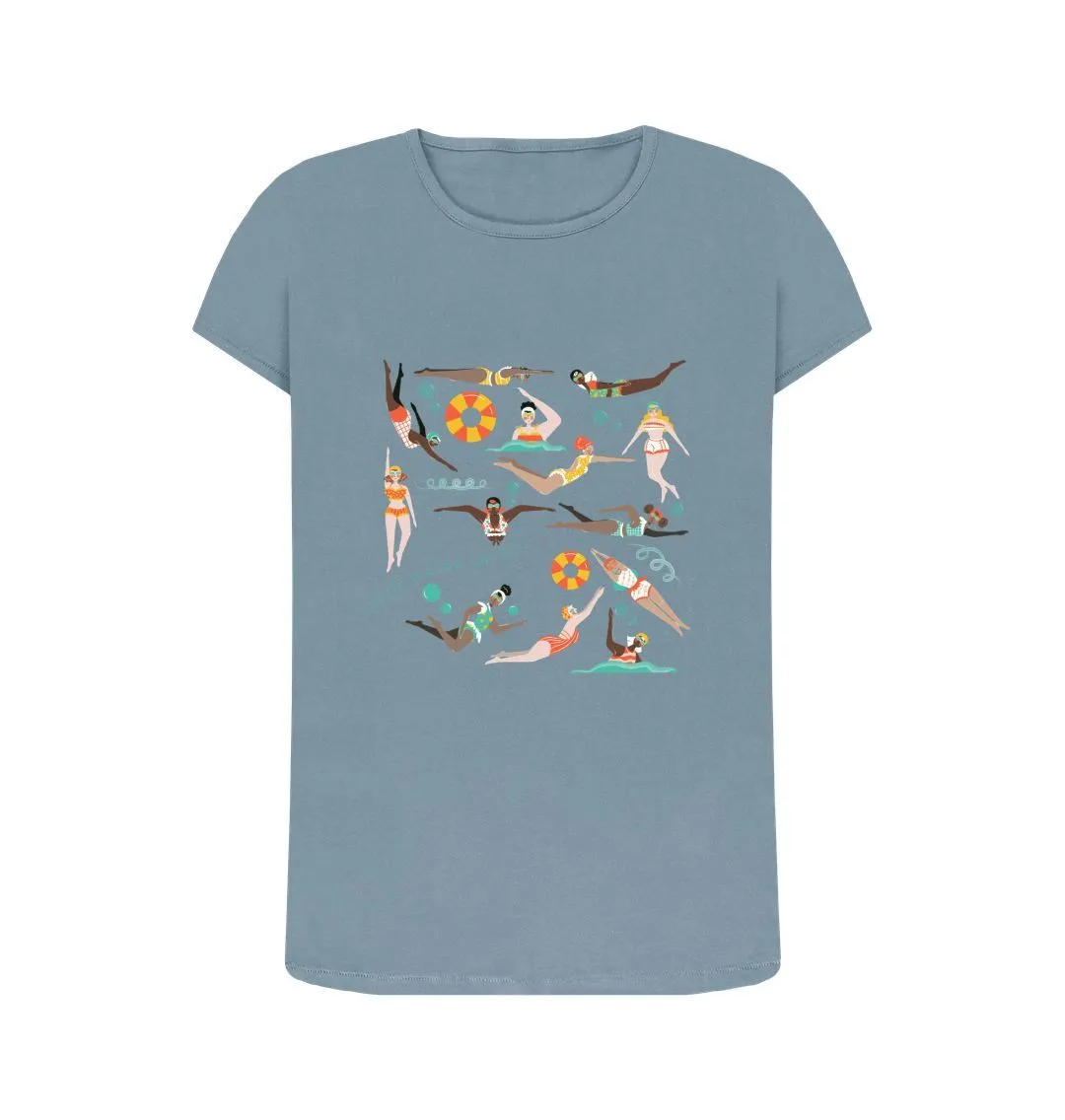 RLSS UK | Swimming Ladies Women's T-shirt | Short Sleeve Organic Cotton T-shirt