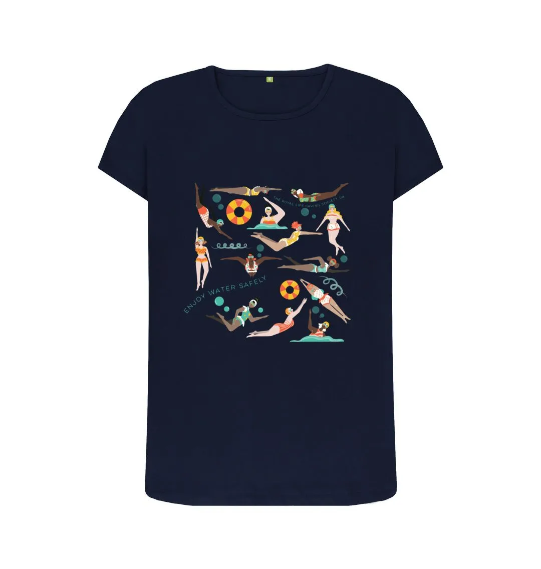 RLSS UK | Swimming Ladies Women's T-shirt | Short Sleeve Organic Cotton T-shirt