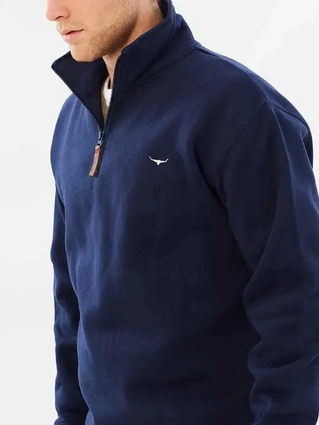 RM WILLIAMS Mulyungarie Quarter Zip Fleece - Men's - Navy