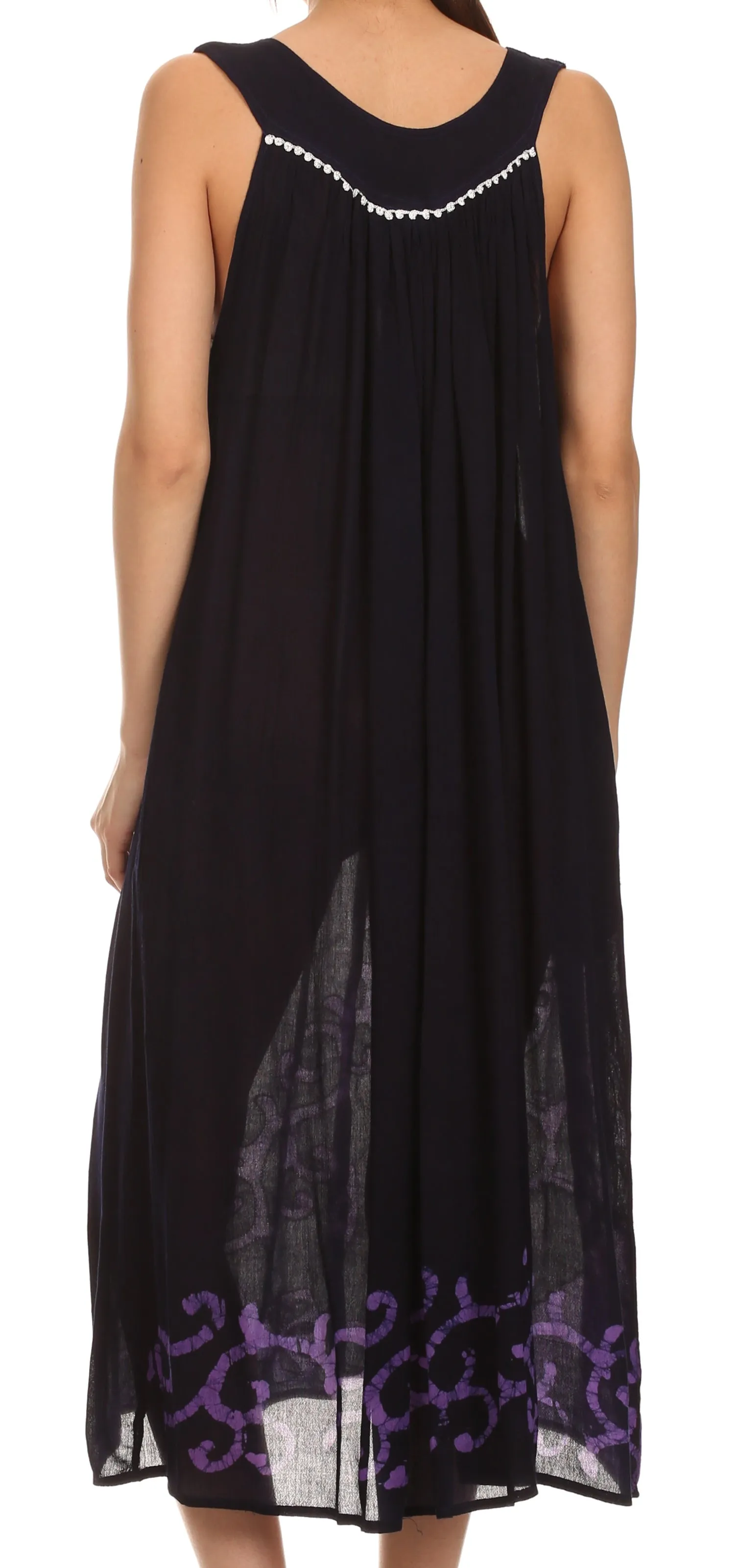 Sakkas Addilyn Embroidered Tank Top Split Neck Dress / Cover Up