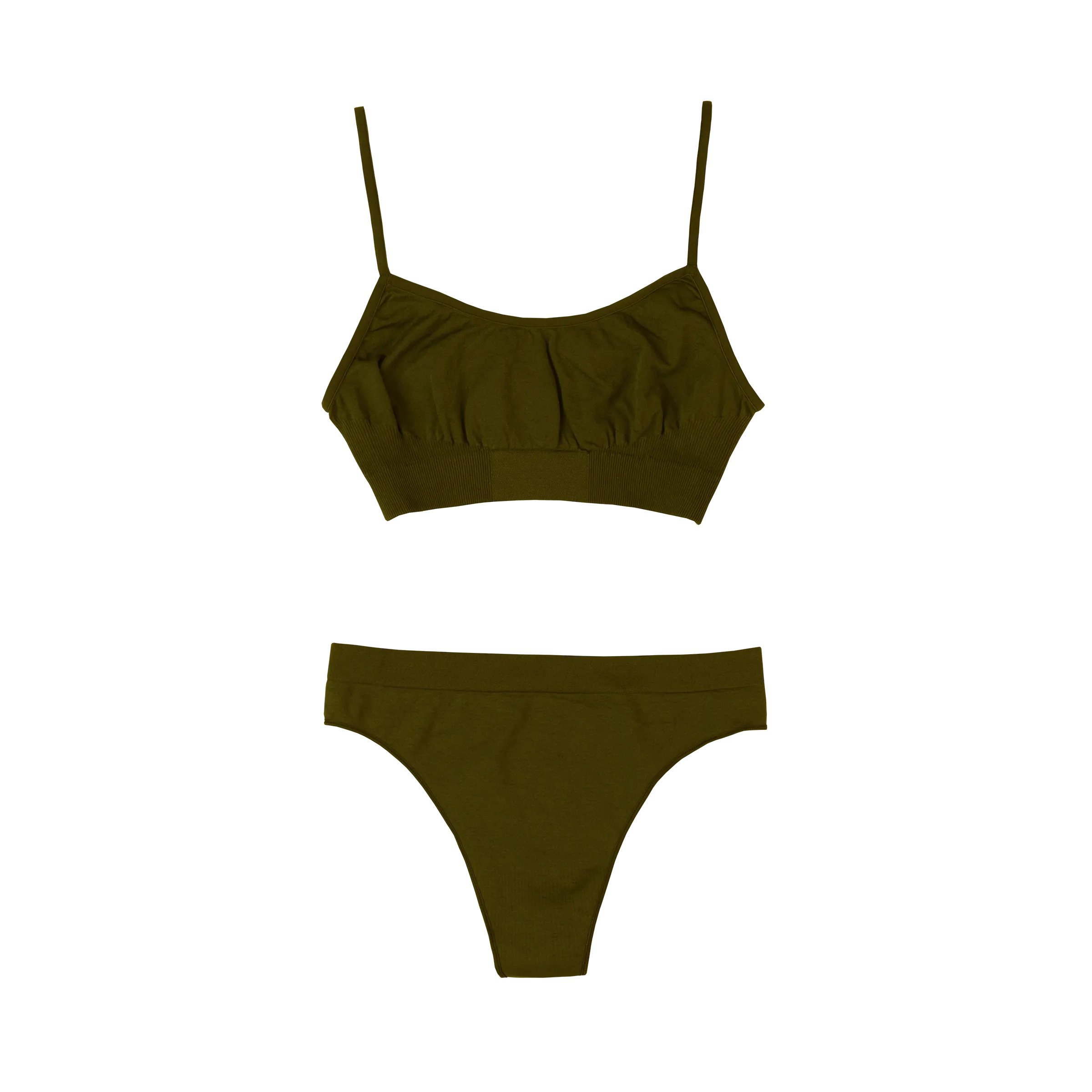 Seamless Underwear Set - Olive Green