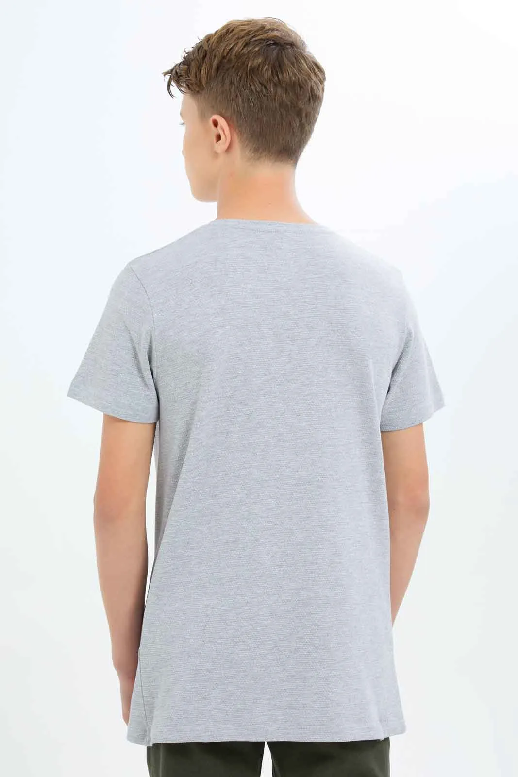 Senior Boys Grey Mel Henley T-Shirt