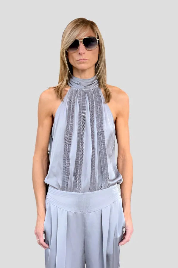 Sia High Neck Tank Top - Slate Grey