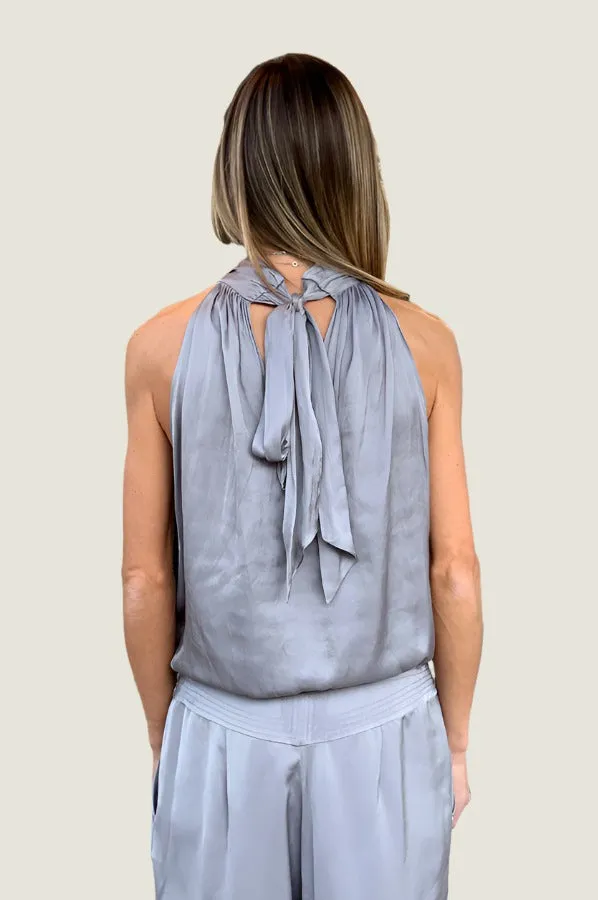 Sia High Neck Tank Top - Slate Grey