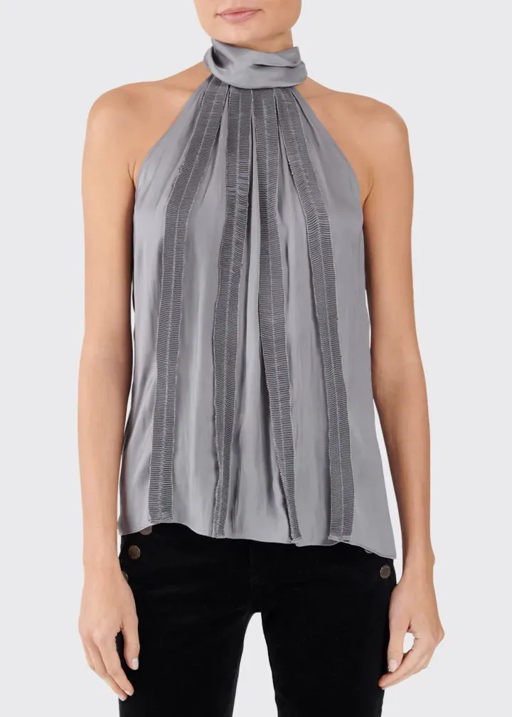 Sia High Neck Tank Top - Slate Grey