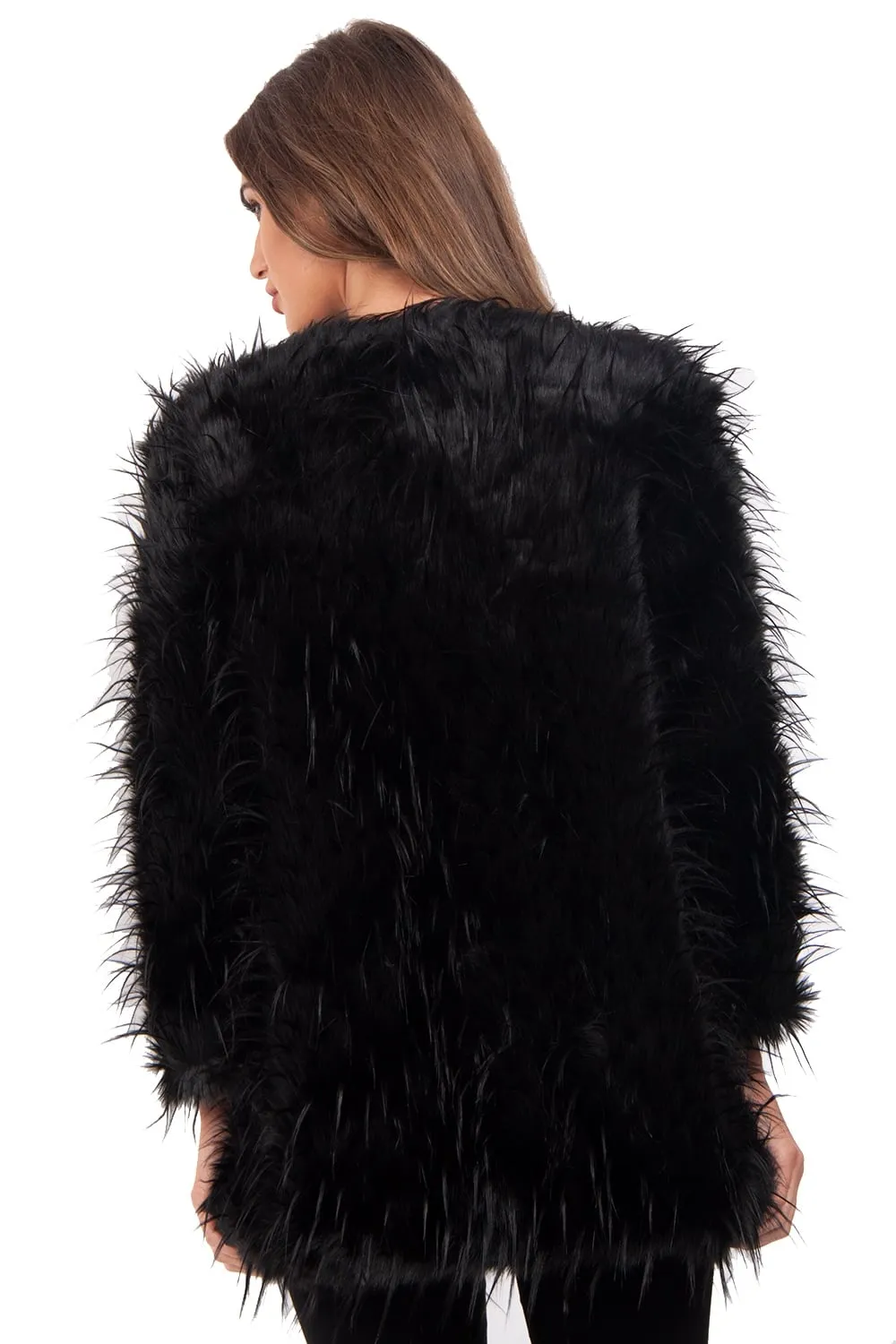 Spike Faux Fur Shaggy Coat Jacket