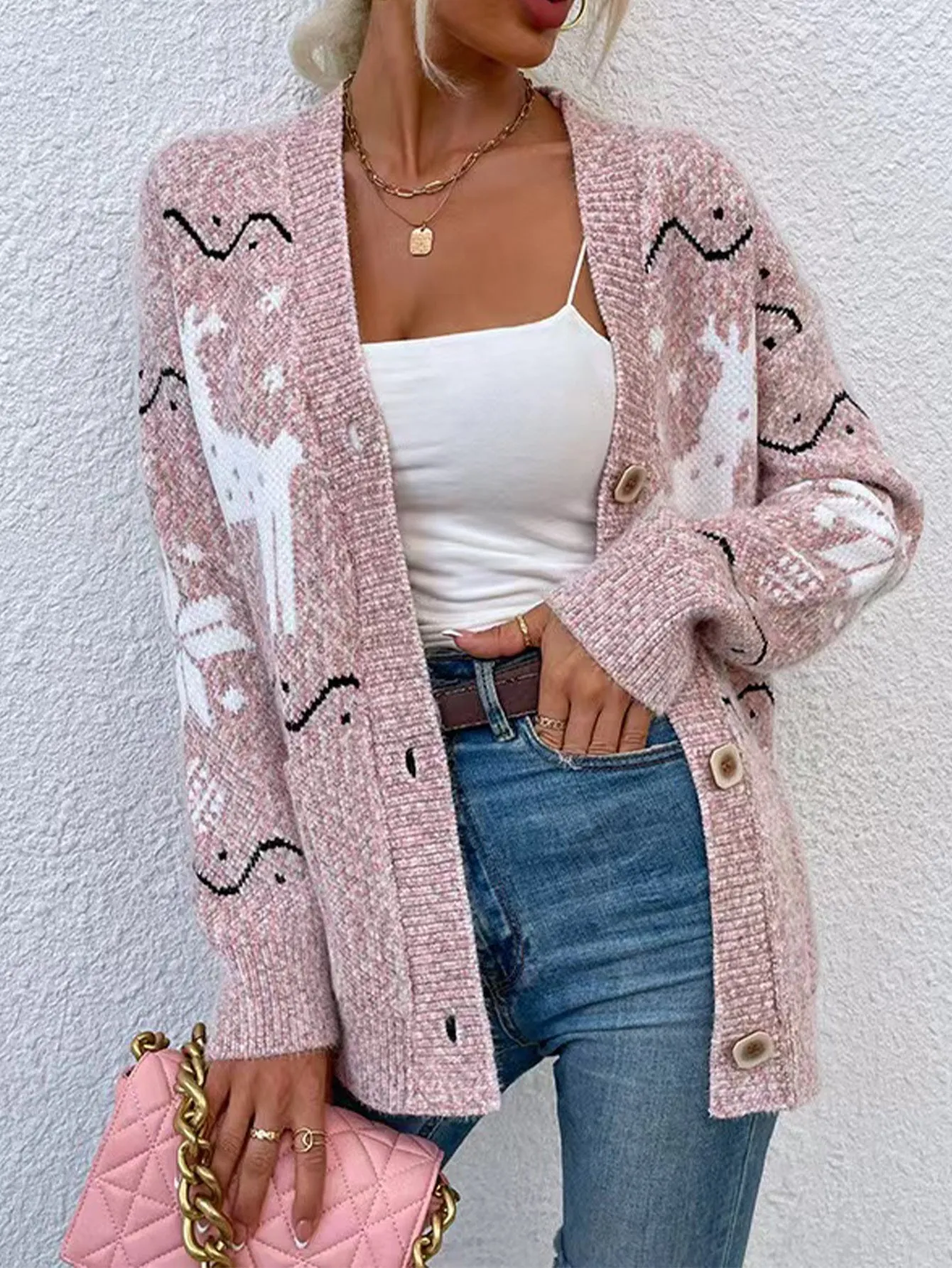 Spring Autumn Chenille Knitted Cardigan Women Sweater Jacquard Ribbon Pocket Casual Coat Women