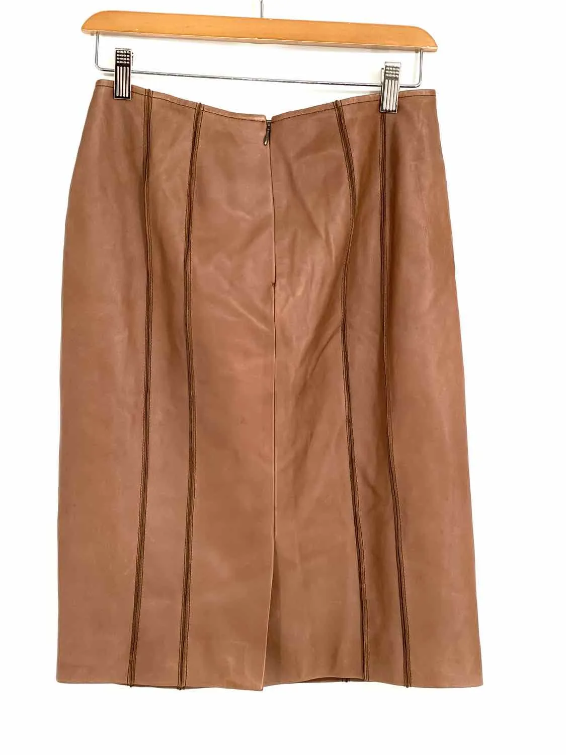 ST. JOHN Women's Caramel pencil Leather Size 4 Skirt