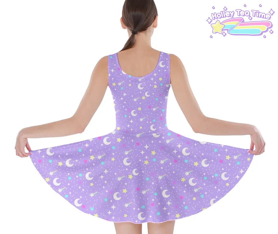 Starry Glitter Purple Skater Dress [made to order]