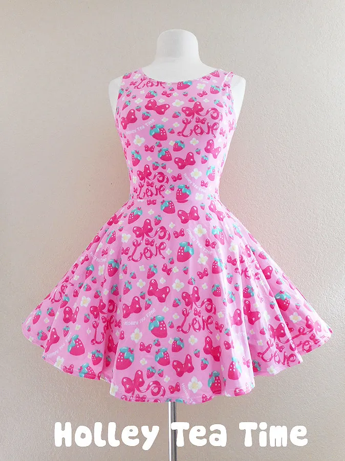 Strawberry Ribbon Skater Dress [Made To Order]