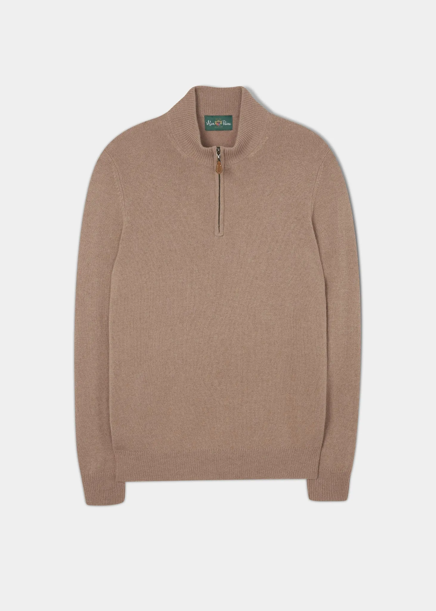 Sutherland Lambswool 1/4 Zip Jumper in Camel - Regular Fit