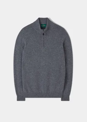 Sutherland Lambswool 1/4 Zip Jumper in Grey Mix - Regular Fit