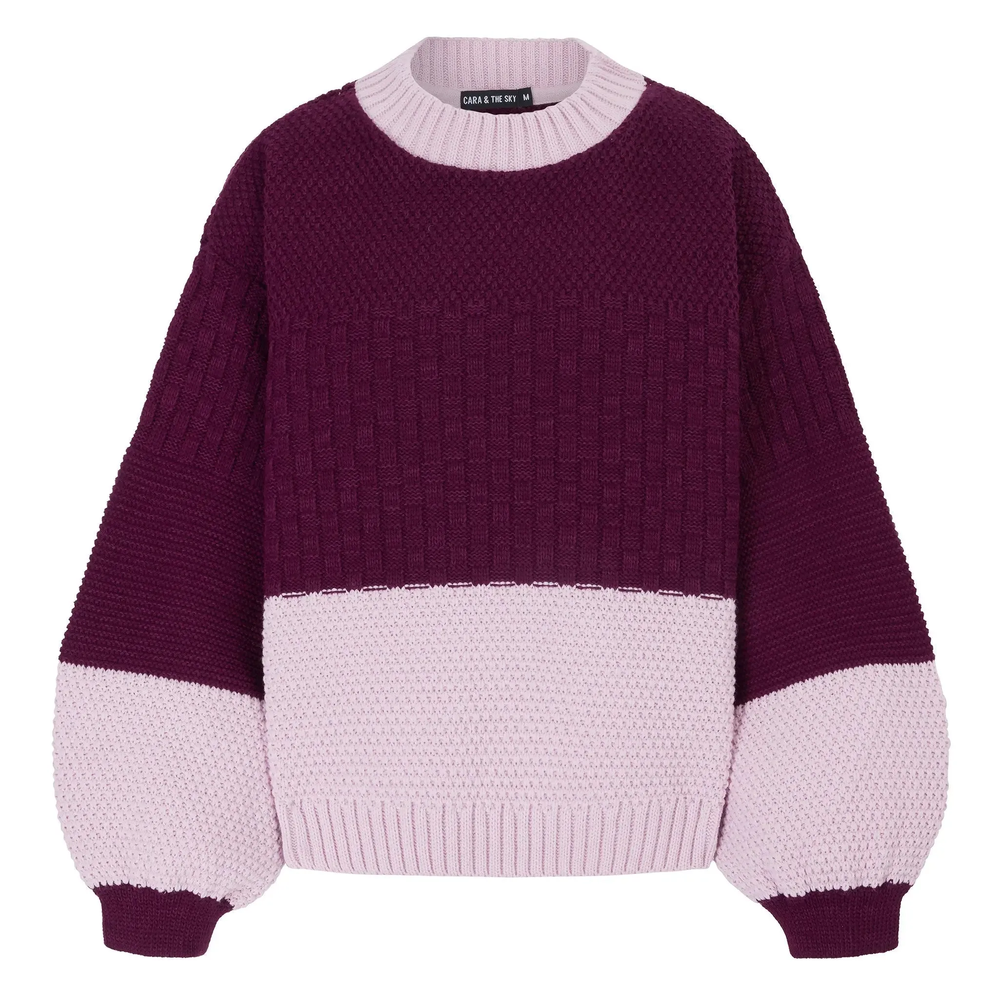 Taz Recycled Cotton Mix Two Tone Jumper - Burgundy