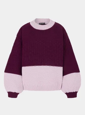 Taz Recycled Cotton Mix Two Tone Jumper - Burgundy