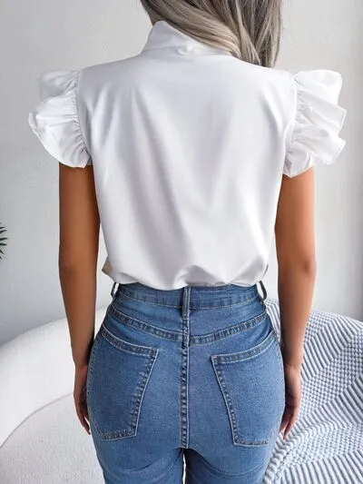 TEEK - Tina Tie Cap Ruffle Sleeve Blouse