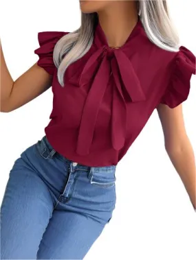 TEEK - Tina Tie Cap Ruffle Sleeve Blouse