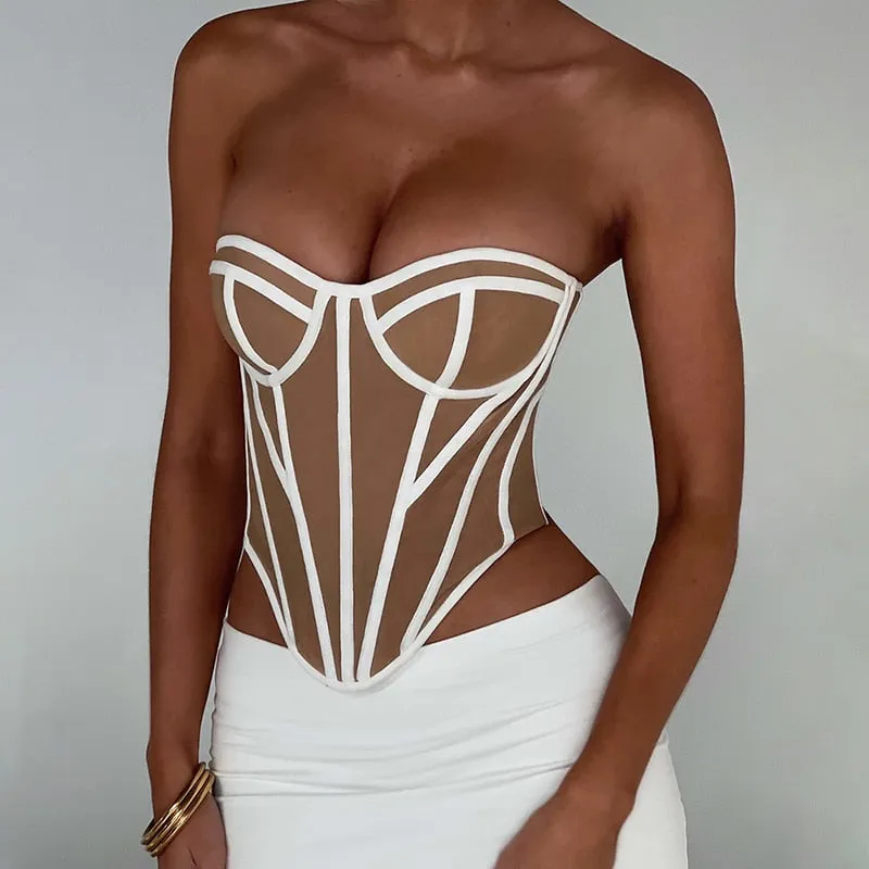 TEEK - Warp Bright Line Bustier Top