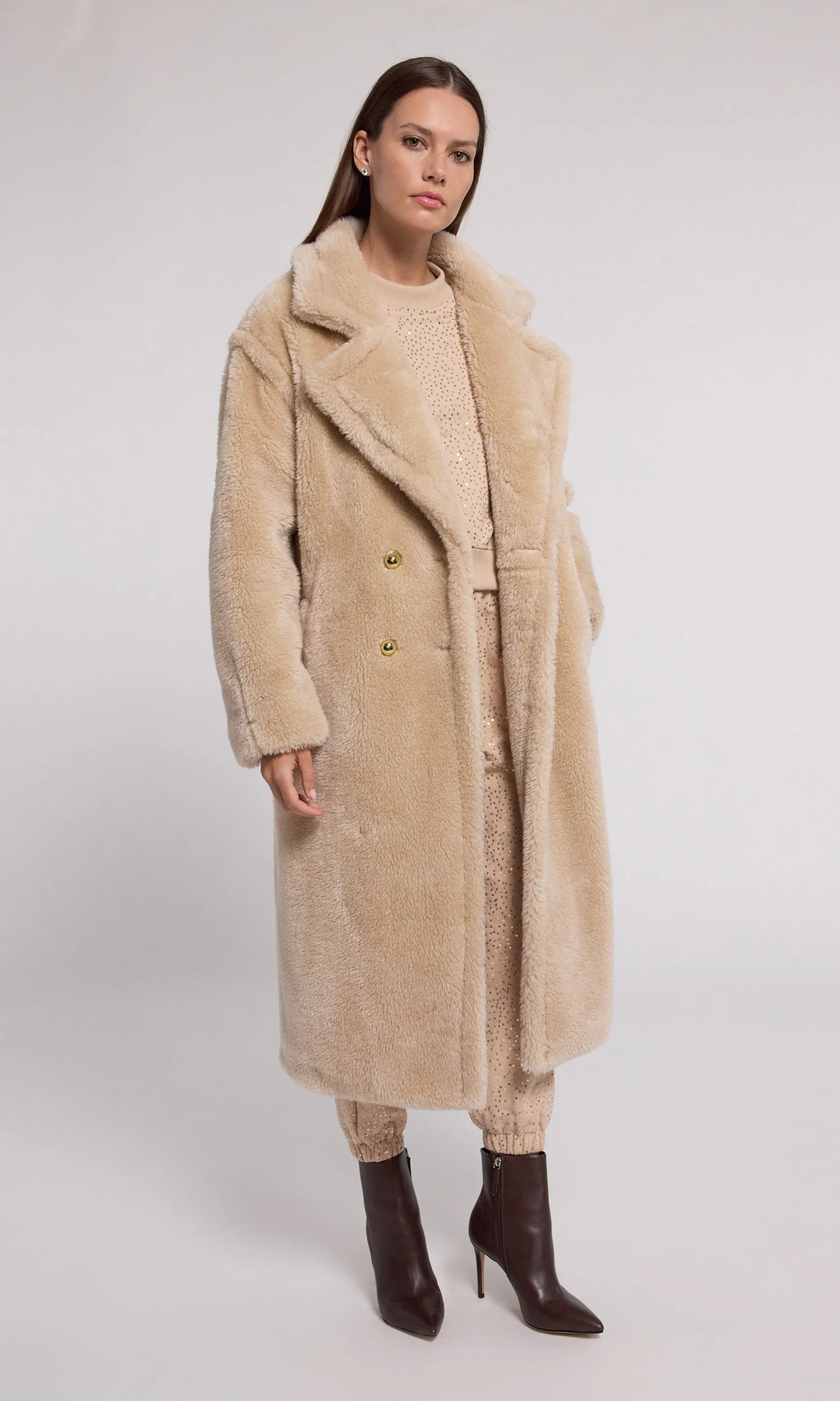 Terry Faux Lamb Fur Coat