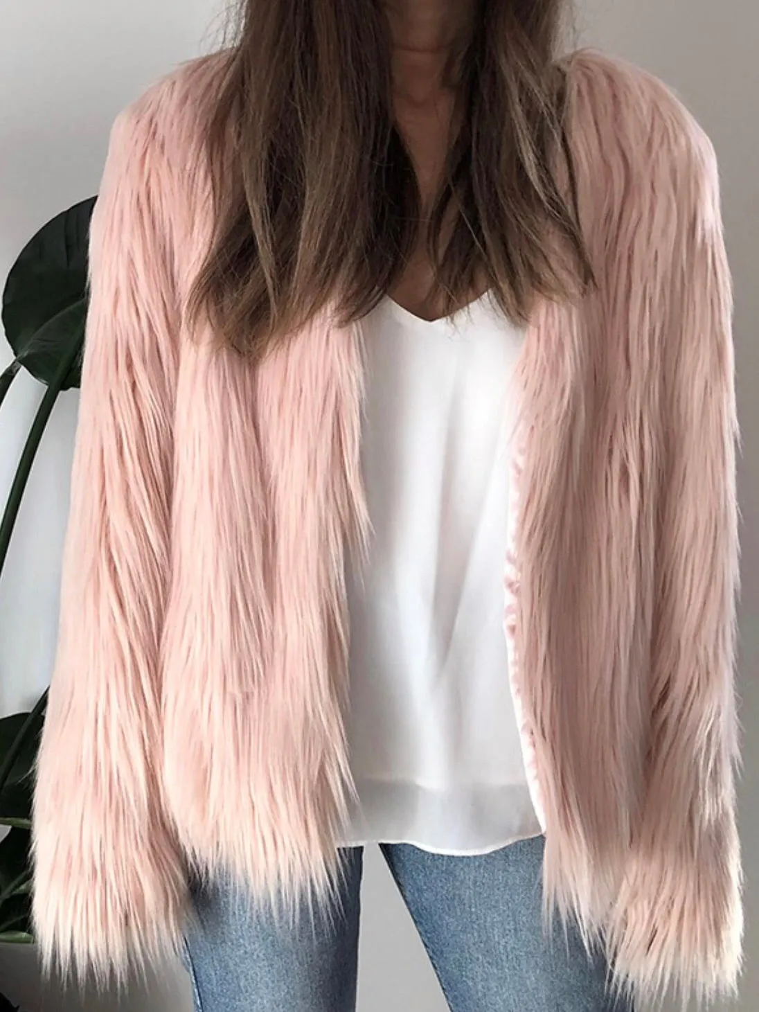 Tess soft pink faux fur jacket