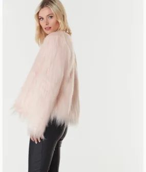 Tess soft pink faux fur jacket