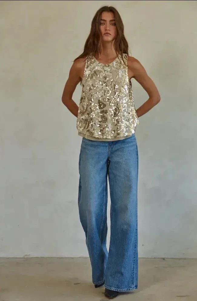 The Golden Avenue Sequin Top