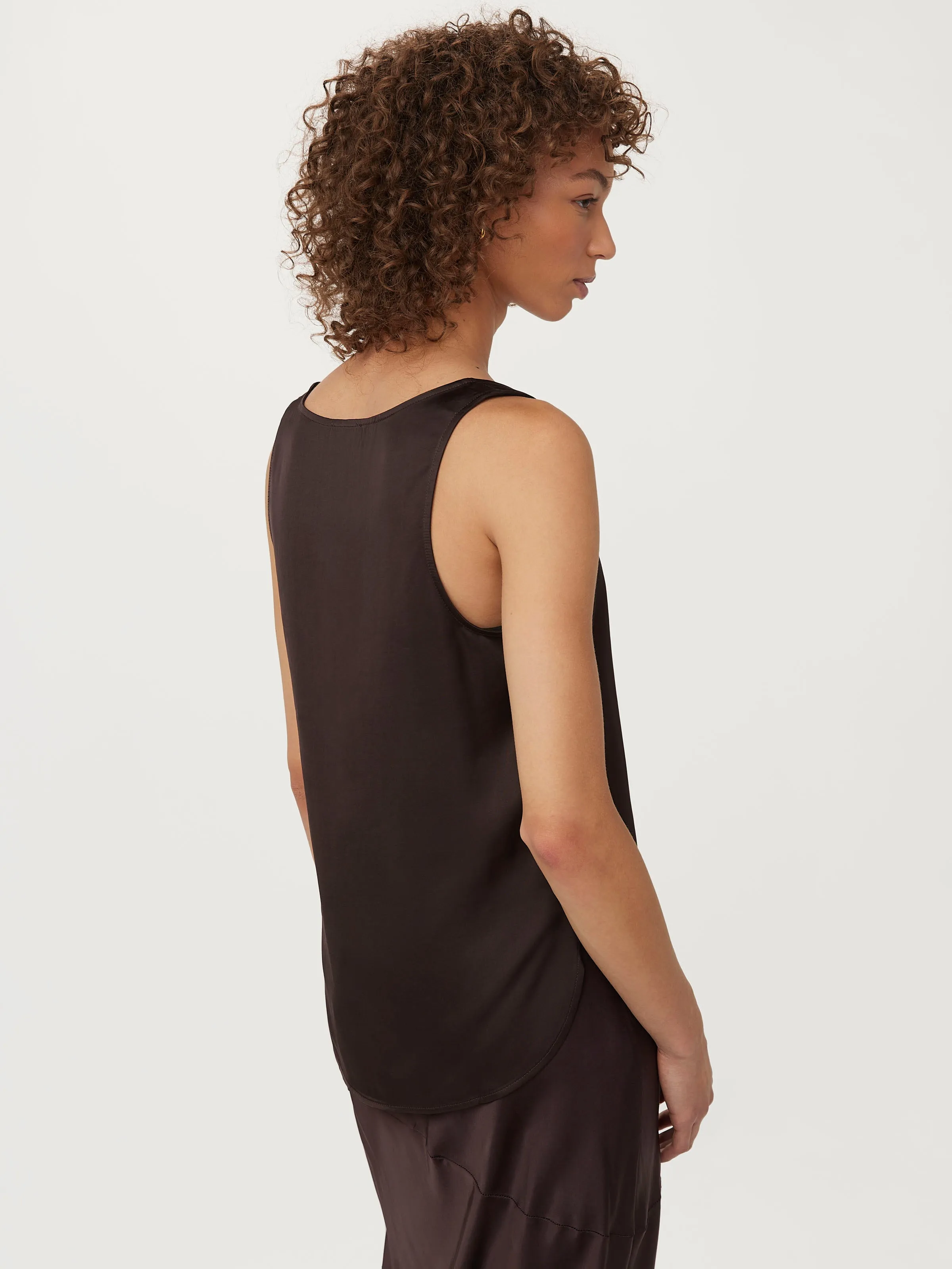 The Satin Tank Top in Dark Chocolate